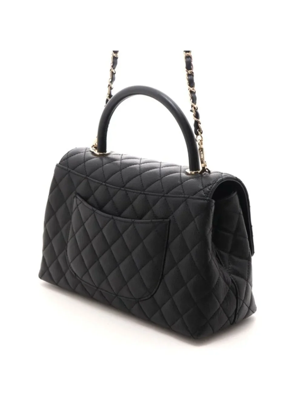 Chanel Coco Handle 29 Black Gold Caviar 2-Way Shoulder Bag